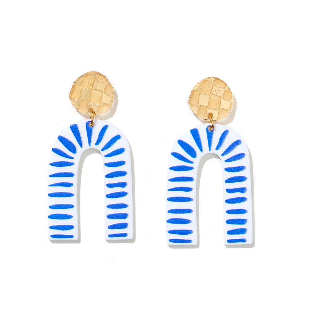 Selina Earrings // blue and white