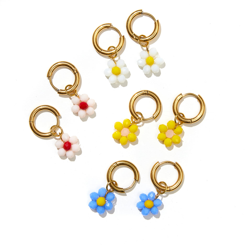 Dainty Daisies // little hoop earrings // select colour