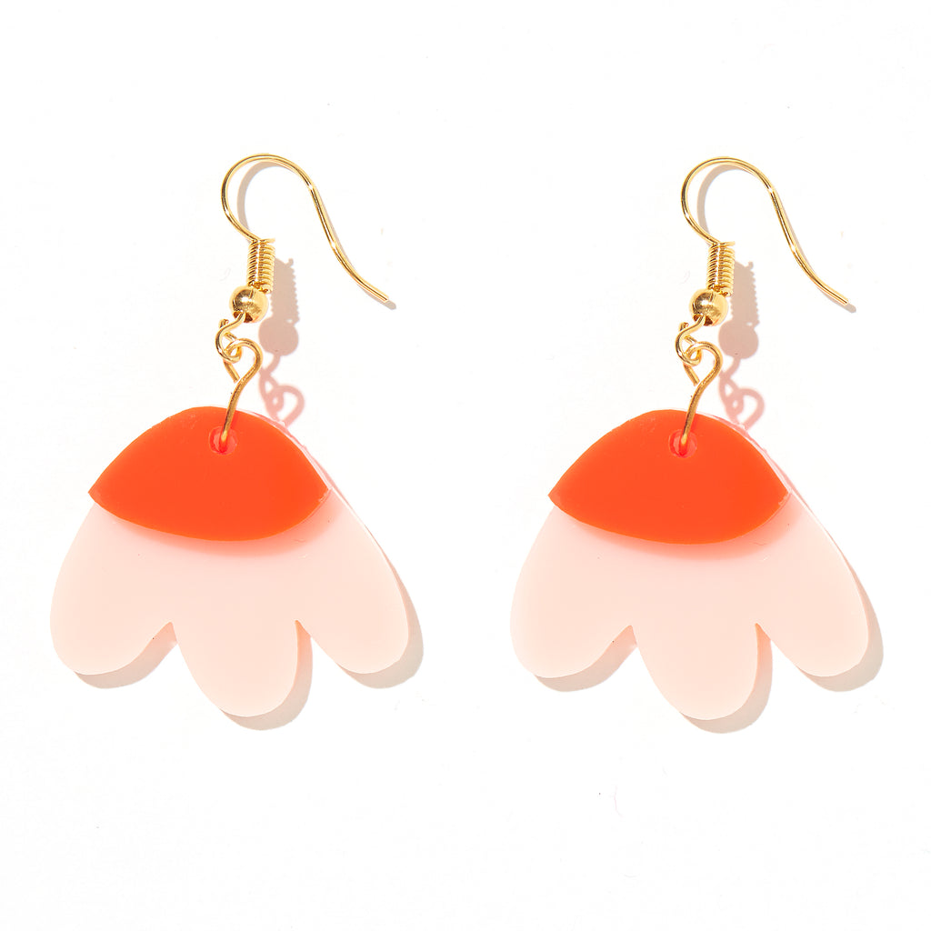 Elle Earrings // Light Pink + Neon Red