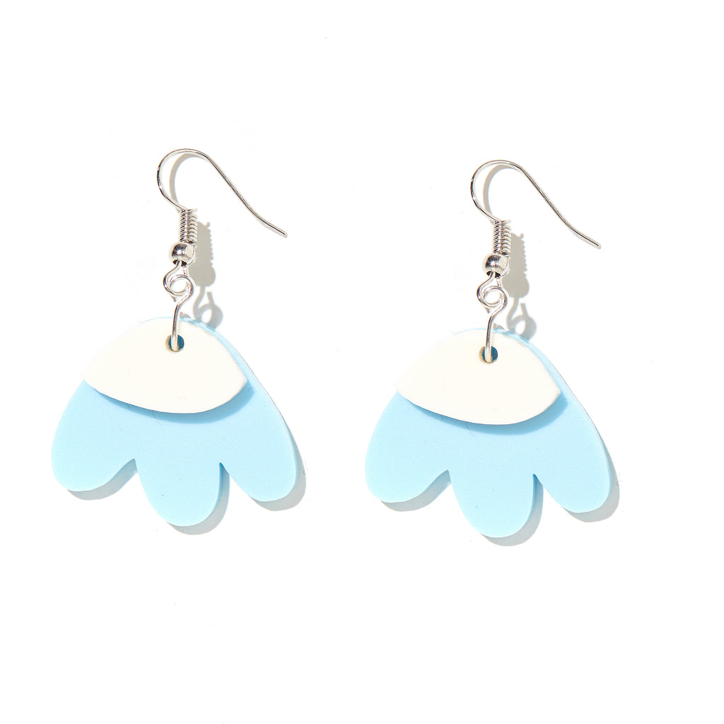 Elle Earrings // Baby blue with cream