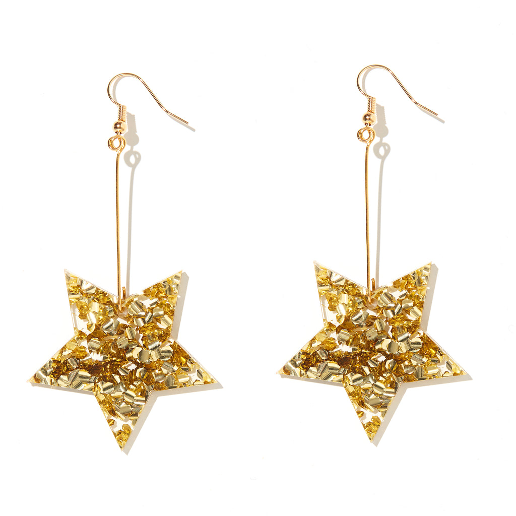 Star Earrings // Chunky Gold Glitter