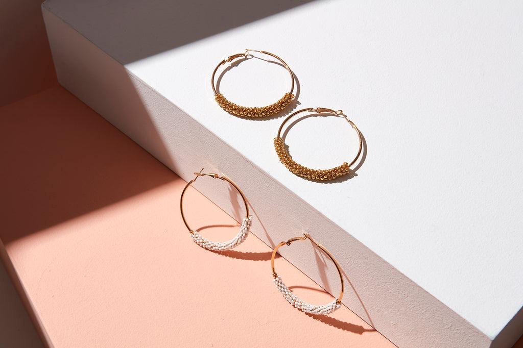 Sprinkle Earring // Gold beads on Gold hoops