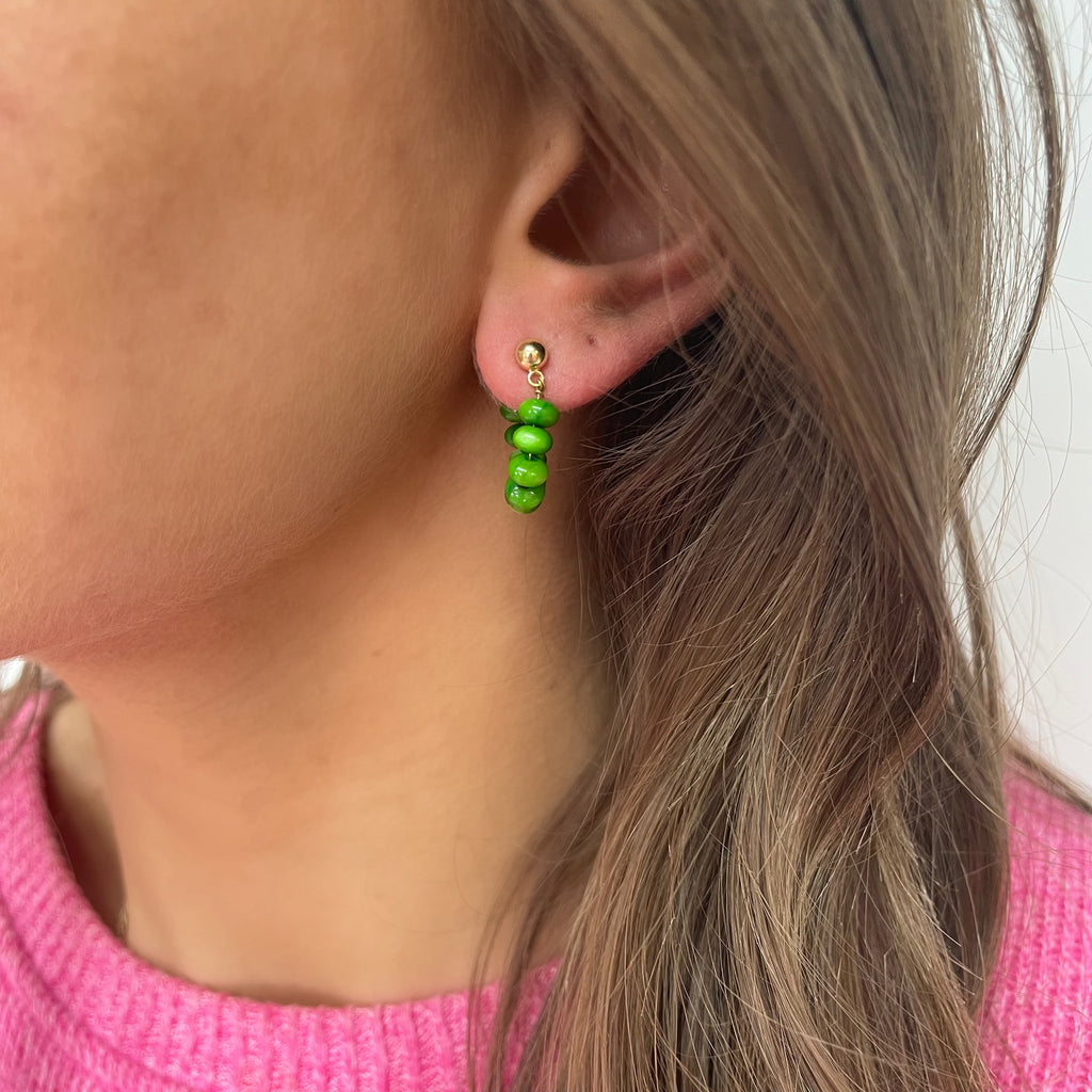 Willa Earrings // Green Beads