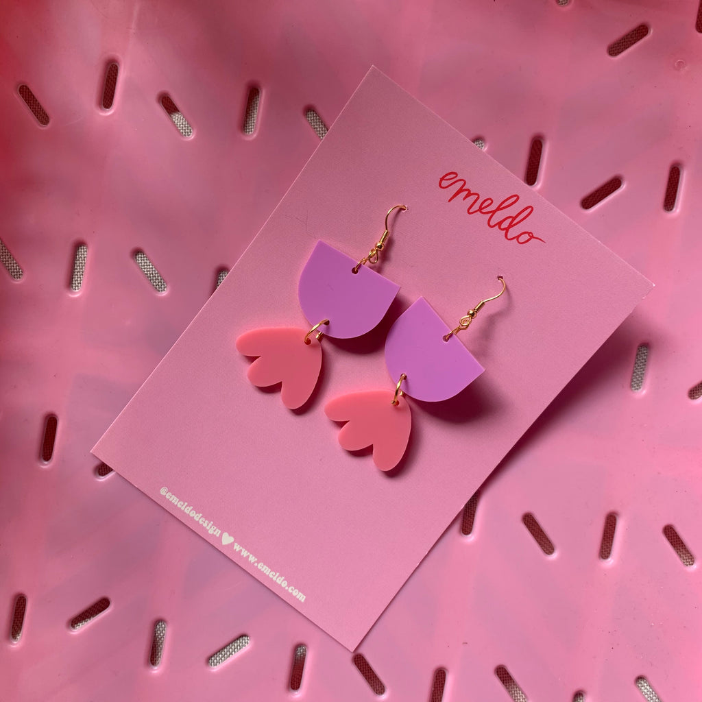 Bambi Earrings // mauve and bright pink