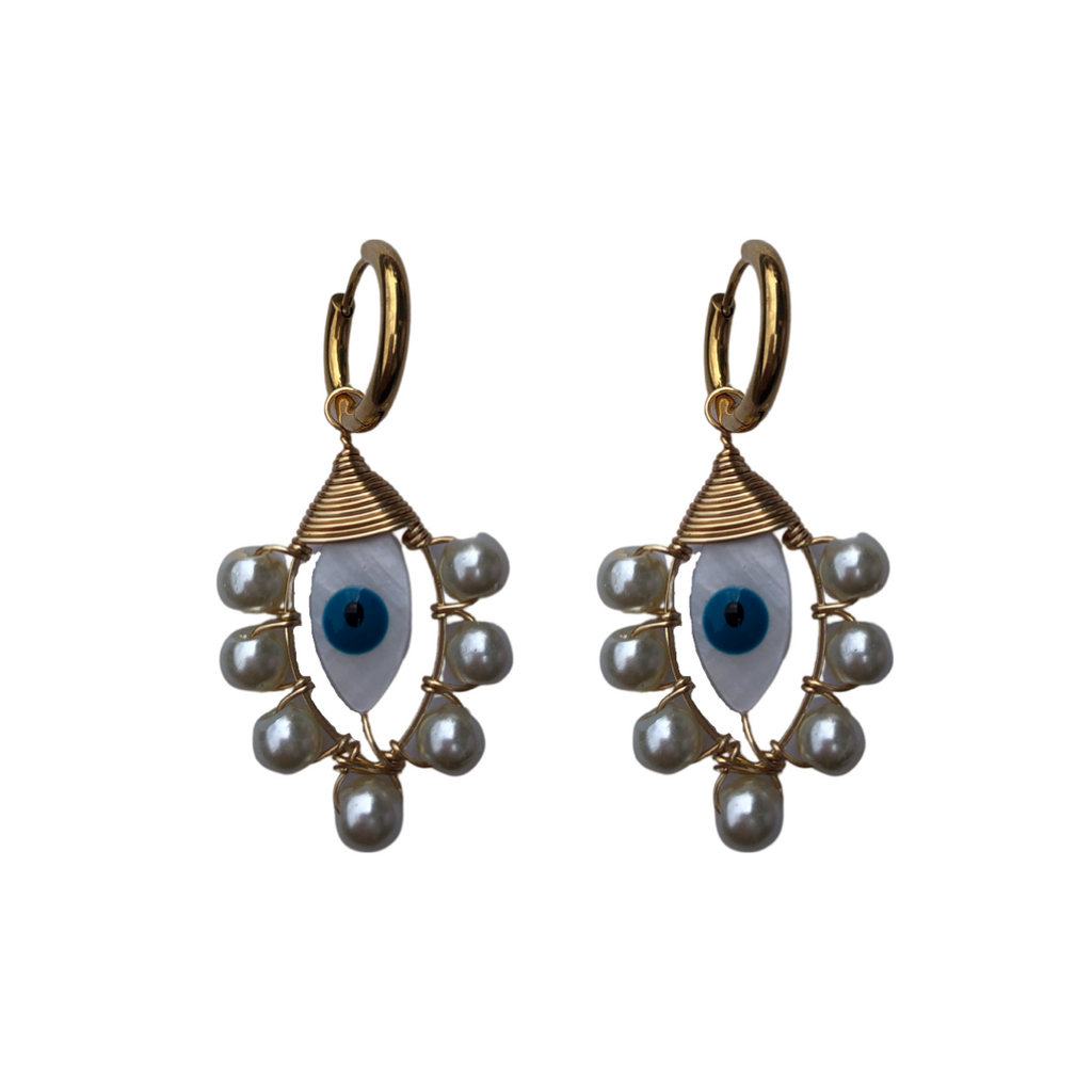 Milos Earrings // Eye with pearl