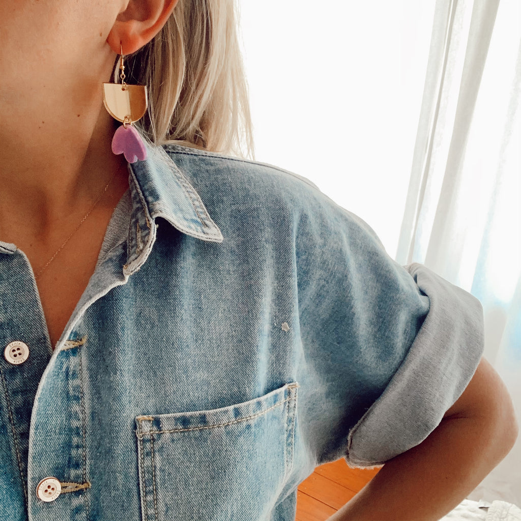 Bambi Earrings // Lavender + Gold