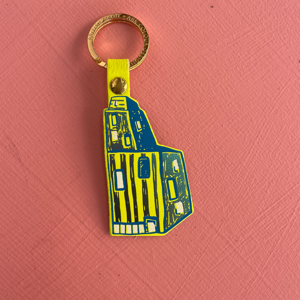 The Fun House Keyring - Neon Yellow + Blues