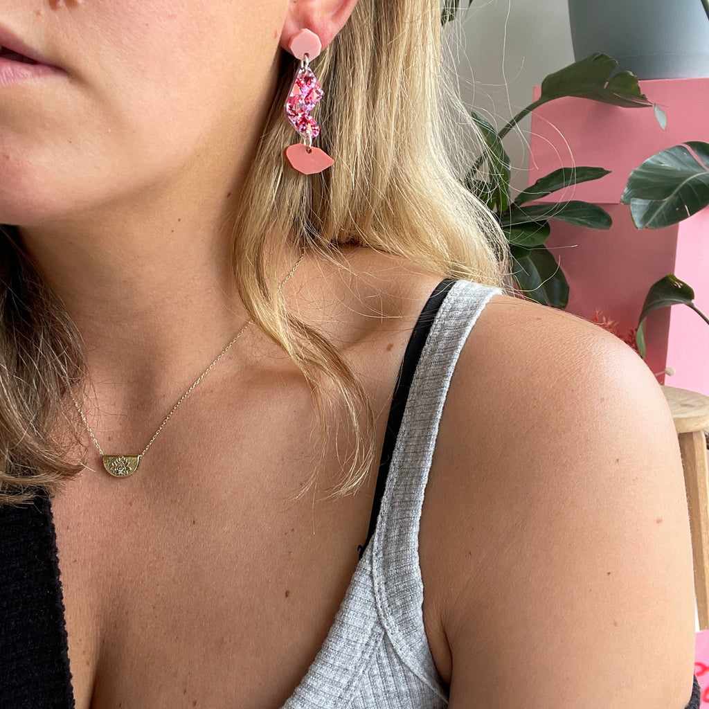 Winnie Earrings // pink and red