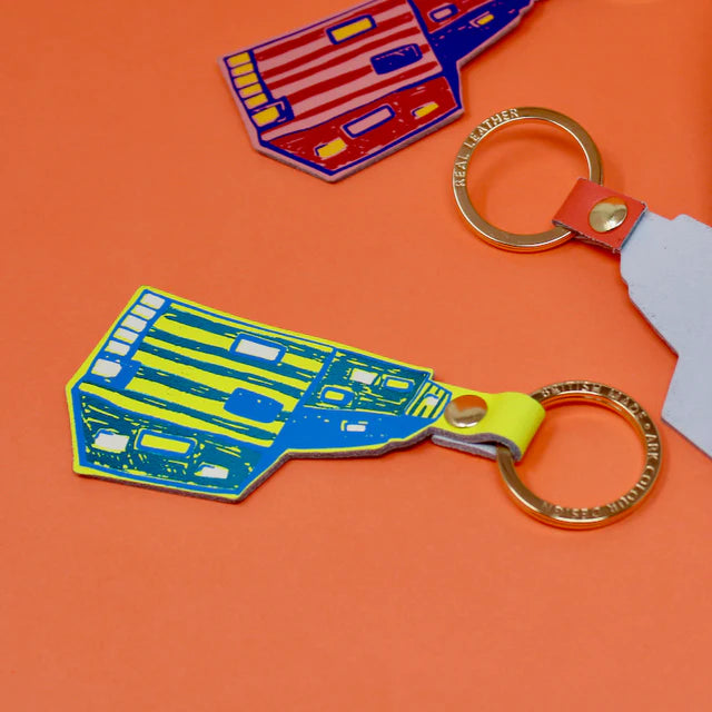 The Fun House Keyring - Neon Yellow + Blues