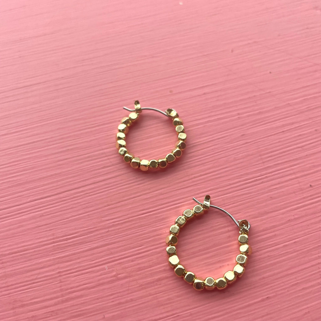 Gold beaded hoops Clearance