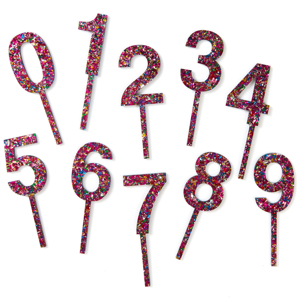 Multi Confetti Cake Topper Numbers- only 1 + 2 left