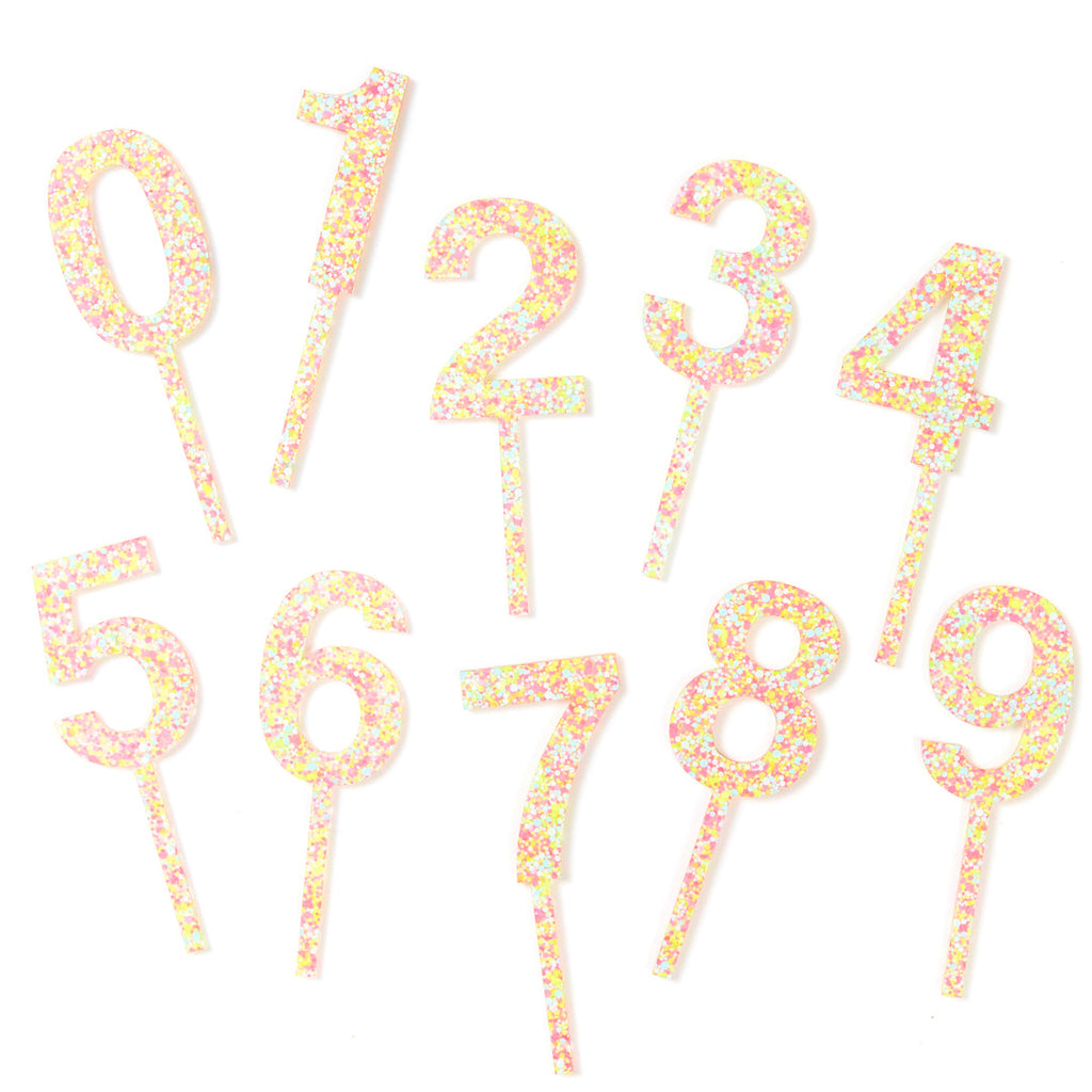 Neon Sorbet Confetti Number Cake Topper // number 8 and 0 left only