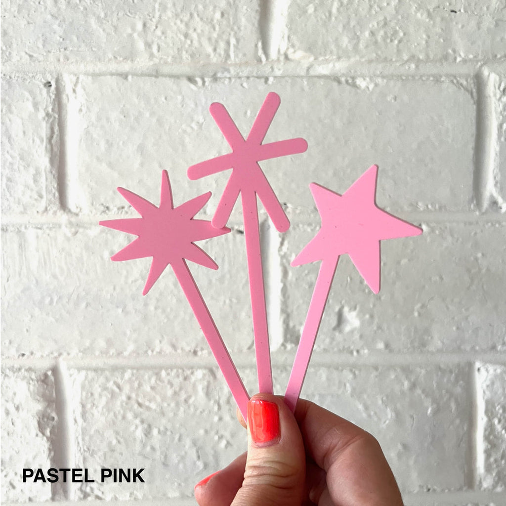 Star Sparkler Toppers - Set of 3 // pale pink