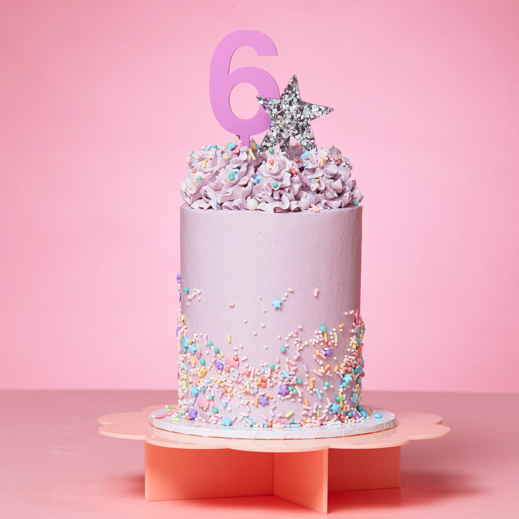 Pastel Lilac Number Cake Topper - 1,2,3,4, left