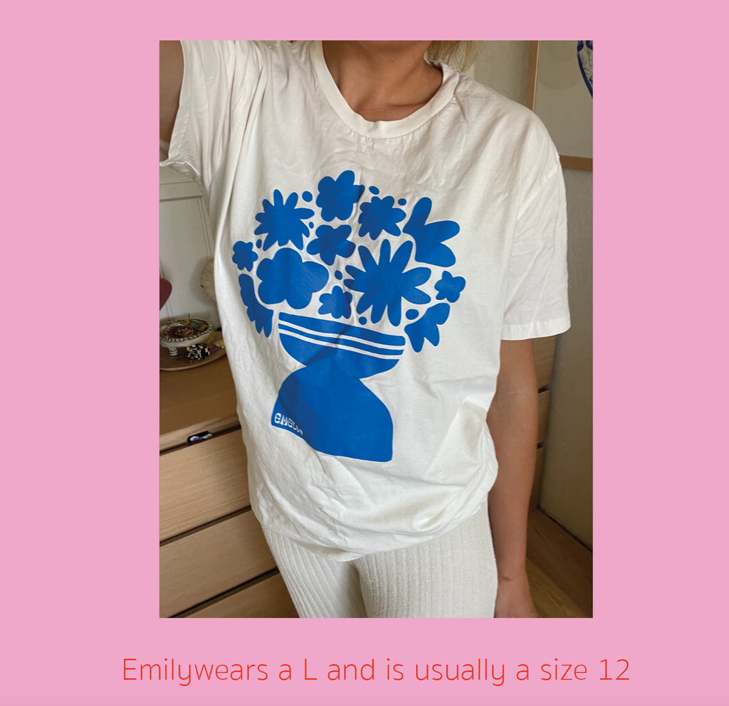 Emeldo T-Shirt // Ecru with Electric Bright Blue // vase - UNISEX - small only