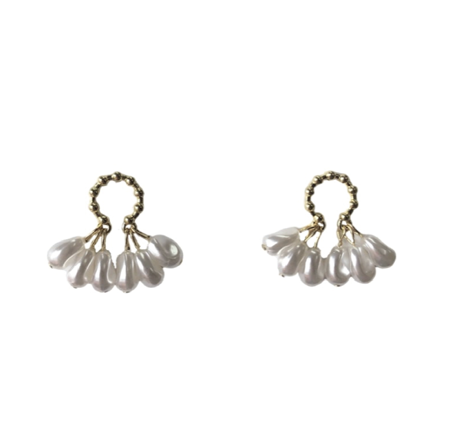 Audrey Earrings // Pearl beads with gold