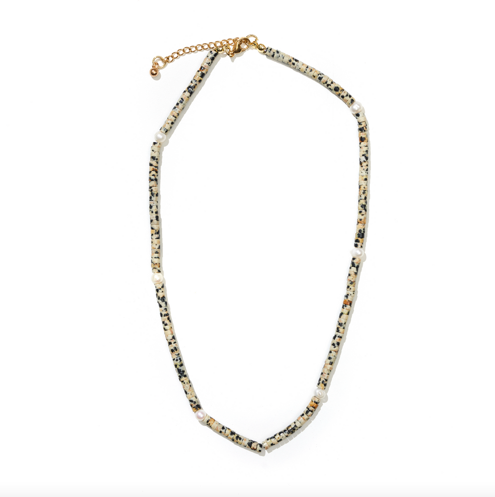 Zari Necklace // speckled beaded with little pearl beads