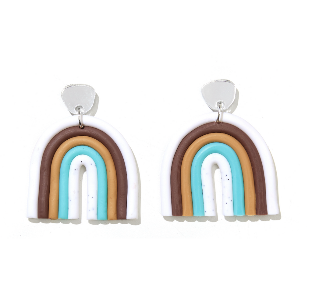 Hazel Rainbow Earrings // silver with brown, blue, burgundy
