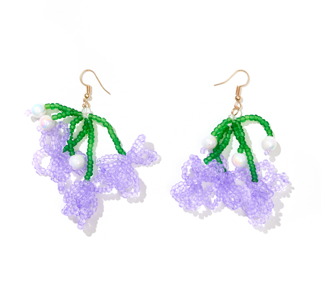 Hattie Hanging Blooms // purple and green beaded