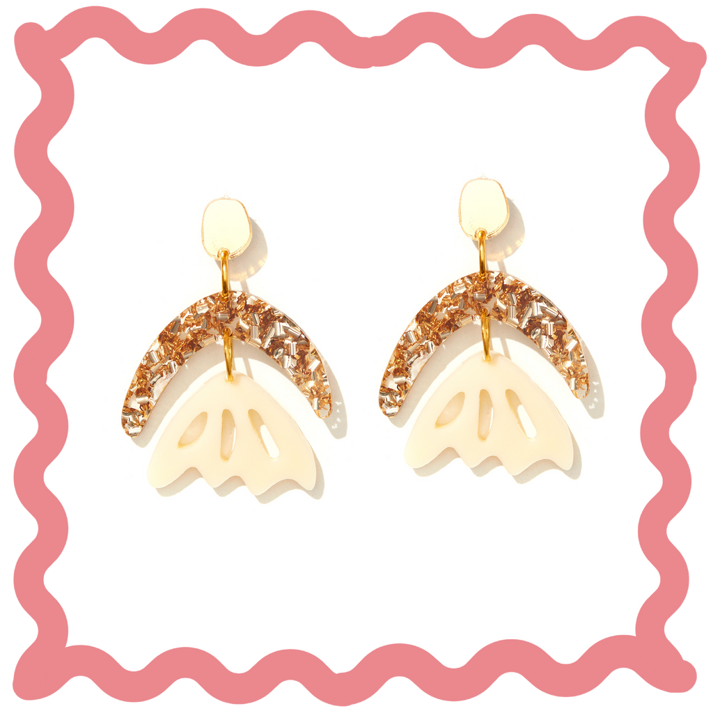 Arlie Earrings // Gold + Cream