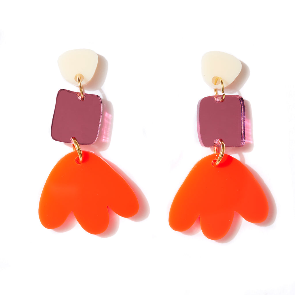 Jenna Earrings // Cream, Pink, Neon Red