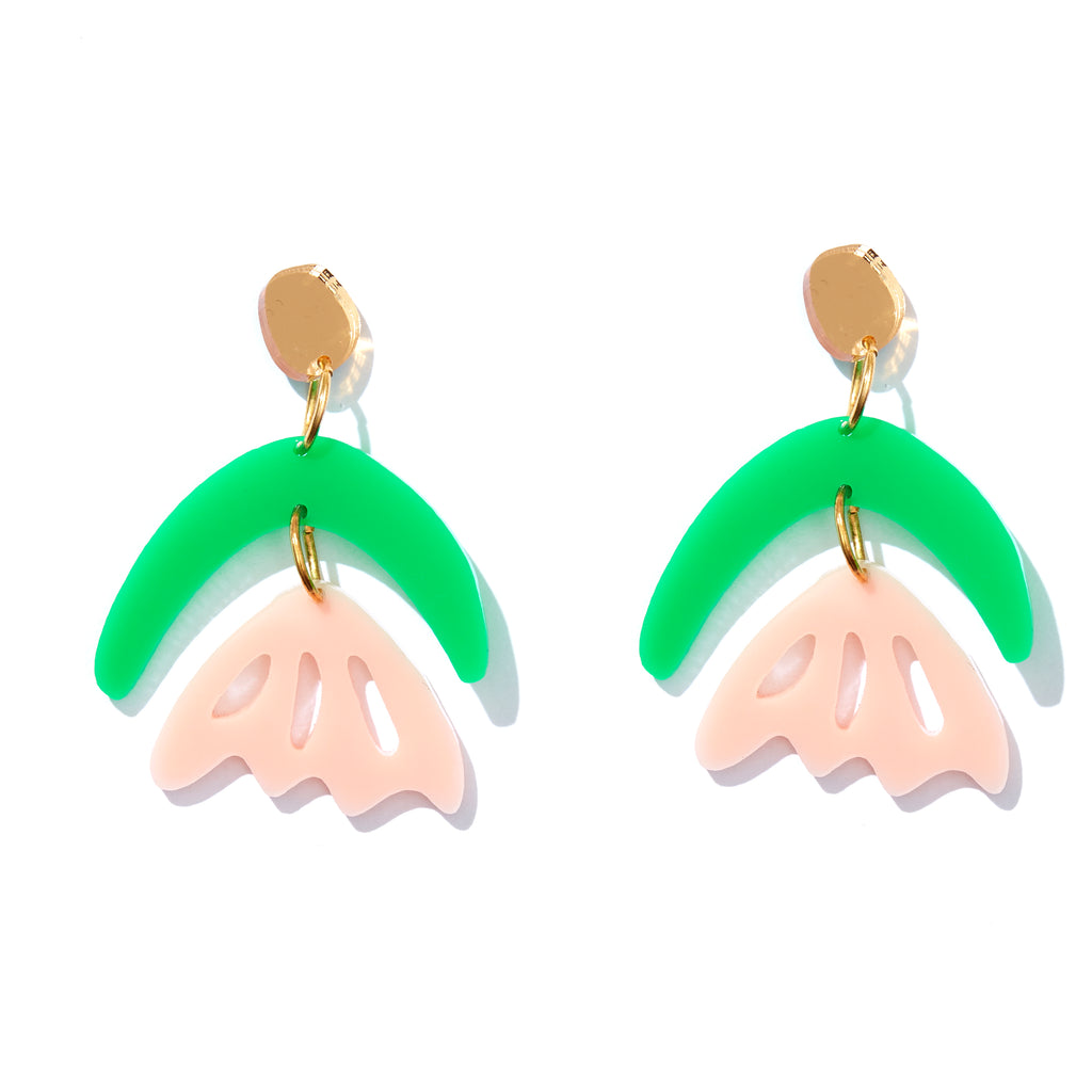 Arlie Earrings // Green + Pink