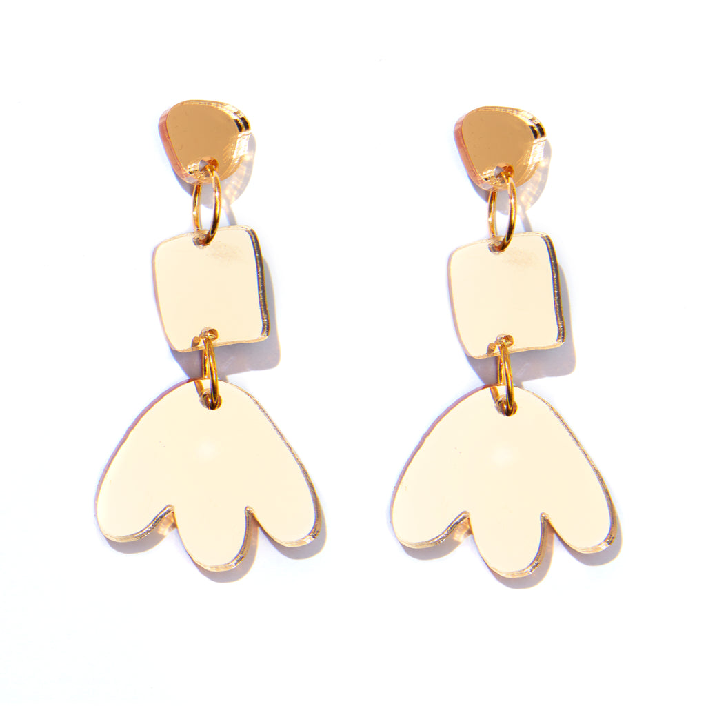 Jenna Earrings // gold mirror