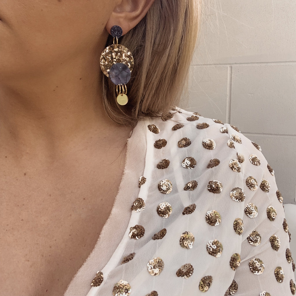 Miller Earrings // Gold + Blue