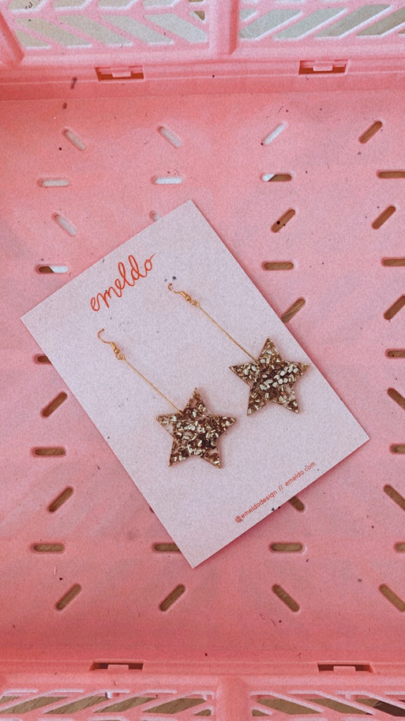 Star Earrings // Chunky Gold Glitter