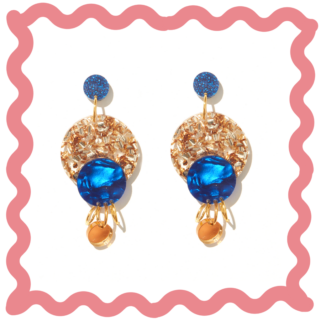 Miller Earrings // Gold + Blue